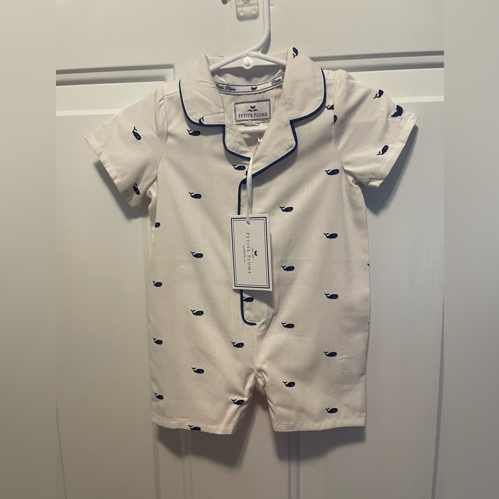Petite Plume Infant Whale Creeper Romper 0-3 Months NWT